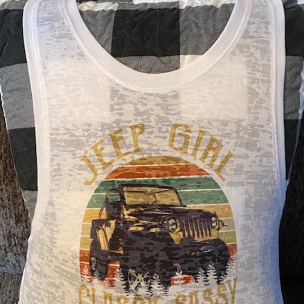 Handcrafted Blow Out Tank Classy Sassy Jeep NWOT